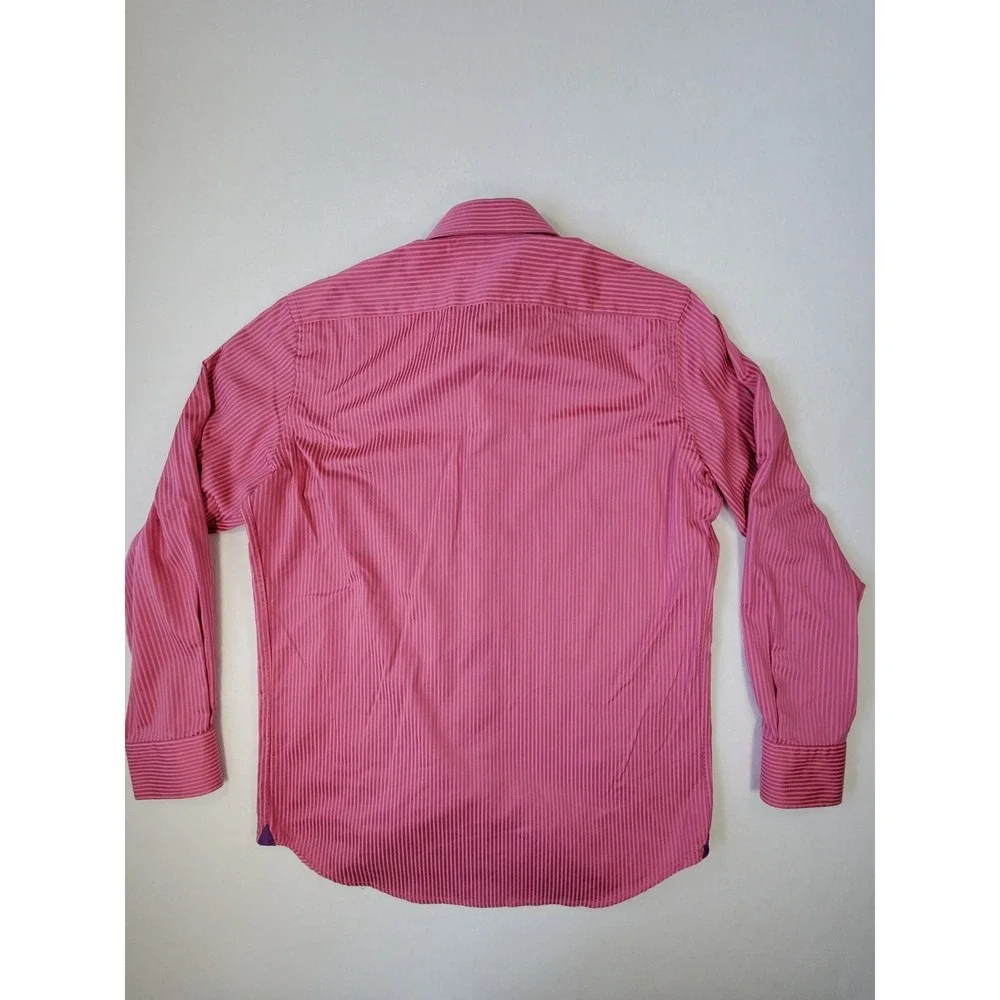 Robert Graham Dress Shirt L Pink Stripe Long Sleeve‎ Button Up